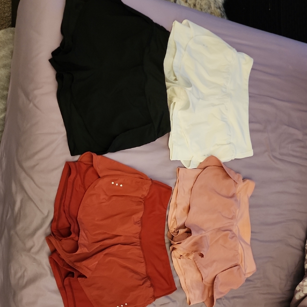 Set of Four Women's Shorts - Black, White, Brick Red, Pink